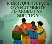 Affiche de sensibilisation sur la résolution des conflits.