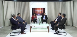 Les trois ministres et le SG lors de l'&eacute;mission sp&eacute;ciale d'hier soir.