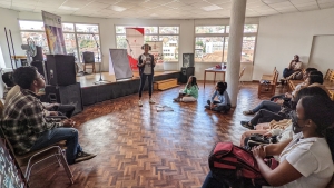 Lors d&#039;un atelier de slam