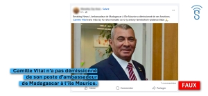 Camille Vital a-t-il d&eacute;missionn&eacute; de son poste d&rsquo;ambassadeur de Madagascar &agrave; Maurice ?