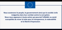 L'union Européenne à Madagascar affiche leur soutien à la société civile malgache dans son combat contre la corruption.