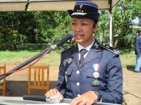 RANOROMANANA Henintsoa Beatrice, parmi les premières officières de la gendarmerie à la 35ème promotion de l’Académie militaire d’Antsirabe.