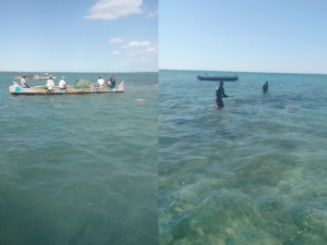 Des pêcheurs avec les filets non conventionnels.