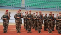 Les militaires français ont fait une répétition au stade Barea aujourd'hui.