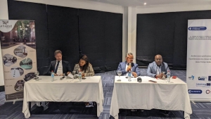 Les intervenants à la conférence de presse sur l&#039;atelier de formation socioprofessionnelle pour l&#039;amélioration du climat des affaires dans l&#039;Océan Indien